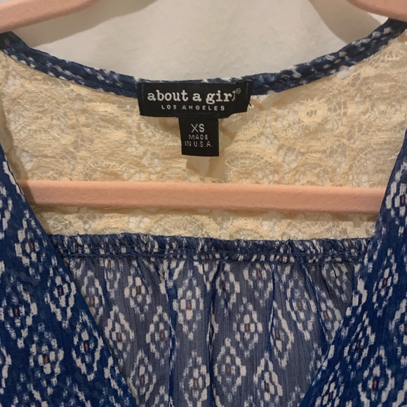 About A Girl Blue, White Patterned Lace Tank Top - Picture 4 of 6